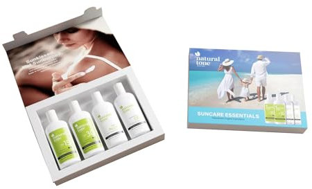 Natural Tone Organic Skincare Sonnenschutz Essentials Reise-Set | LSF 30 & 15 Sonnencreme, Rosenhage-Aloe-Lotion, Regenerationsgel | TSA-freundlich, Riff-sicher, Vegan