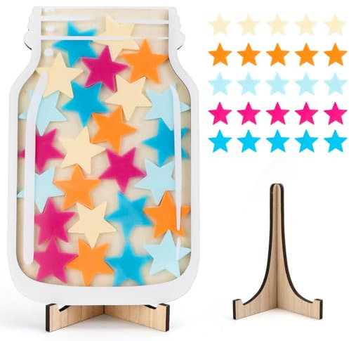 TUZHE Belohnungsglas Klassenzimmer mit 25 Sternen Belohnungssystem Kinder Reward Jar Sterne Anreizglas aus Holz für Gebrauch zu Hauseund in der Schule