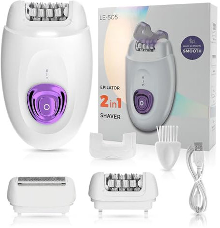 Elektrischer 2-in-1-Epilierer für Damen, Damen, wiederaufladbarer Trimmer, Rasierer für Bein, Gesicht, Lippen, Körper, Bikini, mit schöner Verpackung