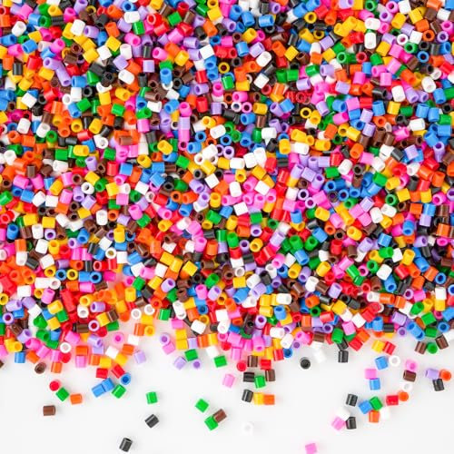 BEELUKY 10000 Stück Bügelperlen Set 5mm Bügelperlen Groß Mindestens 50 Farben Bügelperlen Glitzer für Geburtstag Ostern Weihnachten Party Geschenk Bastelspaß DIY für Kinder und Groß