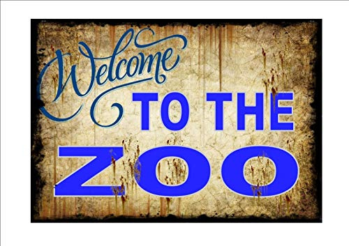 Vintage Zoo Sign Retro Style Metal Sign Kitchen Vintage Zoo Wall Plaque Animal,8X12 Inch