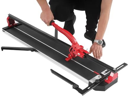 Manueller Fliesenschneider Fliesenschneider Nassschneider mit Ergonomischem Griff Integrierter Skalenanzeige für Keramik und Porzellanfliesen (Rot, 120cm)