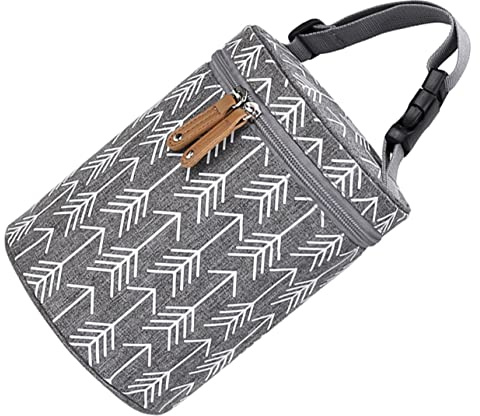 HANABASS Tragbare Isolierte Babymilchflaschentasche Mit Reißverschluss Grau Langlebiges Material Für Unterwegs Und Kinderwagen Geeignet
