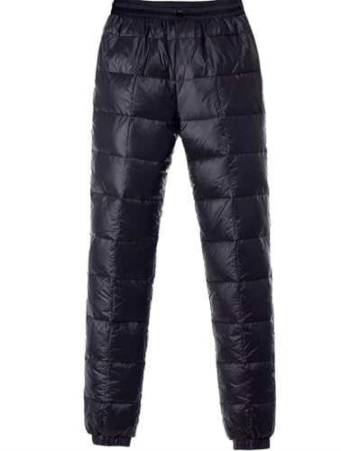 HOTIAN Pantalon d'hiver chaud pour homme - Ultra léger - Rembourré - Coupe-vent - Pour le camping - Avec poches zippées