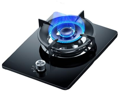 5,2 KW Gaskocher Mit 1 Brenner, Feuerring-Wok-Brenner, Schwarzes Gehärtetes Glass, Mit Flammendurchschlagschutz, For Küchentischplatten, NG/LPG-Gasquellen-Kit(NG)
