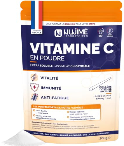 Vitamina C 200g | Polvere Pura Ultra-Fine, 1000mg / dose | Misurino incluso | | 100% Acido L-Ascorbico | Difese immunitarie, Vitalità e Anti-fatica | Solubilità istantanea