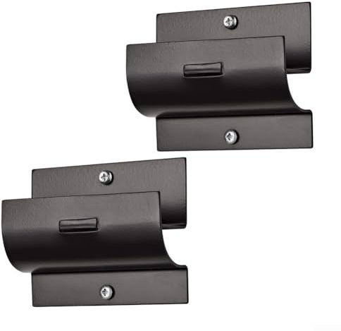 Heavy-Duty Wall Mounted Ladder Hanger Hooks for Garage Organization, Space-Saving Metal Storage Rack for Ladders, Wheelbarrows and Tools, Easy to Install Black Ladder Wall Mount Holder (2pcs)