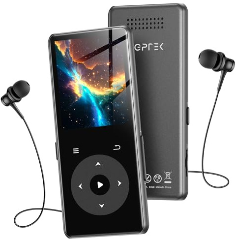 AGPTEK 32 GB MP3-Player mit Bluetooth, M7 1,8 Zoll Musik-Player mit Lautsprecher und FM-Radio, Touch-Tasten, unterstützt bis zu 128 GB, Schwarz