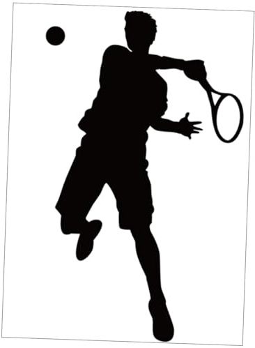 BESPORTBLE Selbstklebender Wandaufkleber Sport Tennis mit Tennis Spieler Motiv aus Schwarzem Pvc Abnehmbar und Leicht zu Lösen für Kinderzimmer und Turnhalle