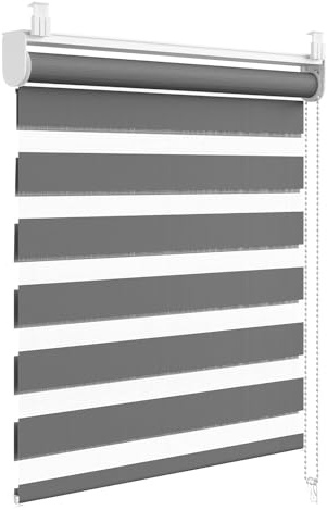 WOLTU Doppelrollo Klemmfix ohne Bohren 70x150 cm, Dunkelgrau | Vormontiertes Duo Innen Rollos für Fenster und Tür, Sonnenschutz Klemmrollo Verdunkelnd Sichtschutz, Stoffbreite 66 cm