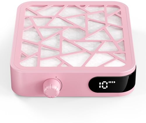 HIUYRFS Aspirador Uñas Profesional, 15W 6000RPM Extractor De Polvo para Uñas de Escritorio con 30 filtros de Papel Desechables, Aspirador Uñas Gel para Salones De Manicura Y Hogares (Rosa)