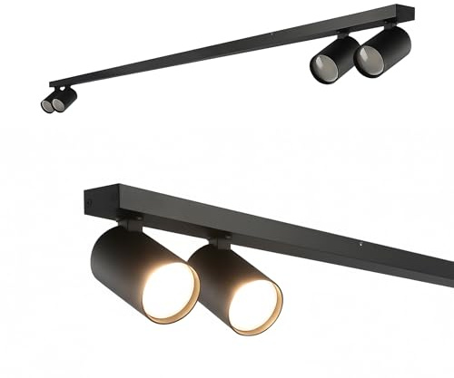 EDO Deckenstrahler GU10 MALGA LINE, 4 Flammig, Deckenlampe Schwarz, Drehbar Spotbalken, Deckenleuchte Schwenkbar, Wandlampe Innen, Wandstrahler Spot Downlight Lampe für Schlafzimmer Küche Wohnzimmer