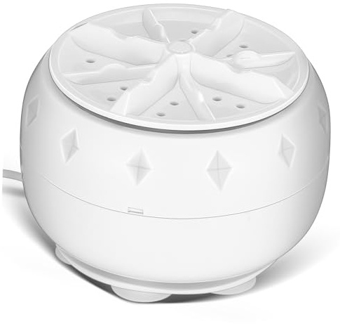 Lavadora Portátil Mini de Turbina Ultrasónica de Color Claro, Automática | , Limpieza, Diseño Versátil, para Ropa en Casa, Viaje y Autocaravana