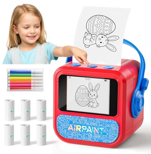 BioAdvanced Impresora térmica portátil inteligente con IA para niños, impresora térmica inalámbrica sin tinta, mini fabricante de calcomanías térmicas con control de voz y 6 opciones de estilo