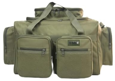 TMC Large Carp Fishing Tackle Carryall Bag, Green, Multiple Pockets, Base Protectors. Bag Measures 50 x 35 x 30 cm (Main Body) 60 x 40 x 35 (Including Pockets)