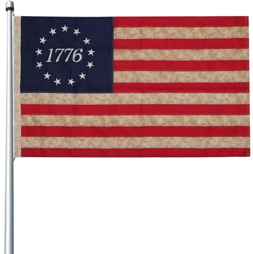 Bandiera del 1776 - Bandiera americana vintage 9, 1 x 1, 5 m con 13 colonie, con ricamo per esposizione interna all'aperto