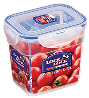 LocknLock CLASSIC Frischhaltedose | 1 L | 14,5 x 11 x 12,8 cm | 100 % luft- und wasserdichte Vorratsdose | Spülmaschinen-, und Mikrowellengeeignet | BPA-Frei | 4-fach Sicherheits-Verschluss