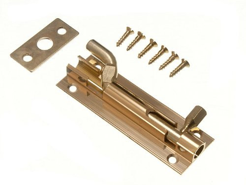 Door Barrel Slide Bolt Cranked Offset 75Mm 3 Inch Brass + Screws