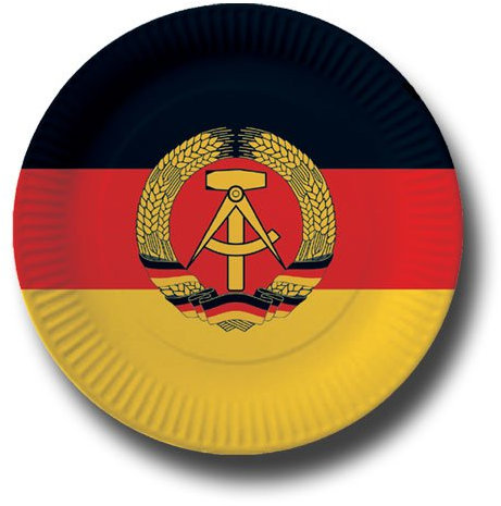 DH-Konzept 10 Pappteller im * DDR * für Party und Geburtstag Teller Partyteller Party Fete Mottoparty Deutsche Demokratische Republik Schwarz Rot Gold Hammer Sicher Ostalgie