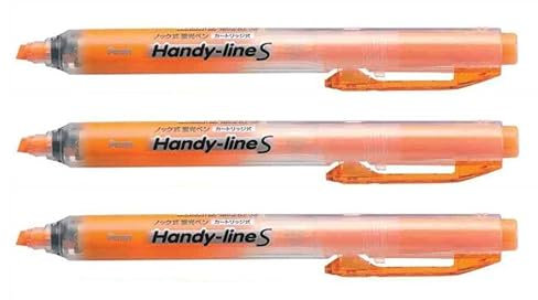 Pentel Textmarker, einziehbar / nachfüllbar Modell: Handy-Line S, Orange, 3er-Pack