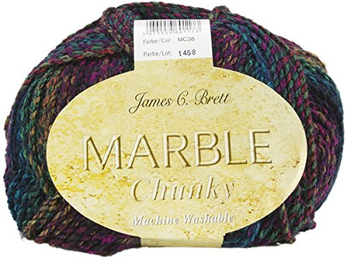 James C Brett Marble Chunky Yarn – 200g Ball of Supersoft Acrylic Knitting & Crochet Wool – Create Fast, Cosy Garments with a Beautiful Marbled Effect (Moody Skies)