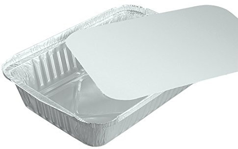 100 Schalen, Alu + Einlegdeckel, Pappe PE beschichtet eckig 0,8 l 21,8 cm x 15,5 cm R84L