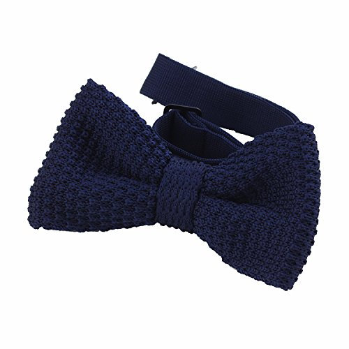DonDon Herren Strick Fliege gebunden und längenverstellbar 11 x 6 cm blau
