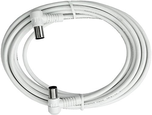 Axing BAK 153-00 Cavo di collegamento IEC cavo coassiale, spina angolare bipolare con connessione coassiale, doppia schermatura (3,7,5 m) bianco
