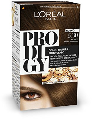 L'Oreal Paris Prodigy Coloración Sin Amoniaco, Tono: 5.30 Castaño claro dorado Bronce