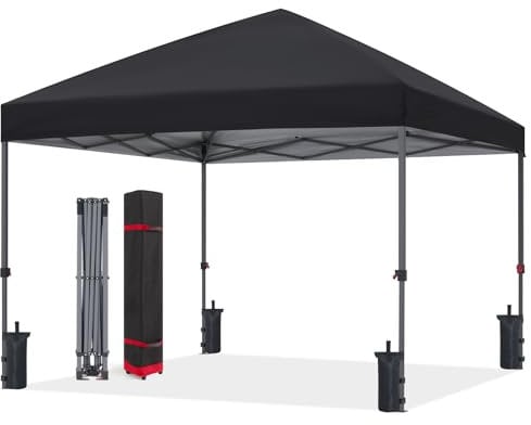 ABCCANOPY 3x3M Pop Up Gazebo Commercial Gazebo With Upgraded Roller Bag, 4 Weight Bags, Stakes and Ropes (Black)