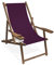 Holz-Liegestuhl mit Armlehne und Getränkehalter, Klappbar, mit dunkelbrauner Lasur, Wechselbezug (Aubergine)