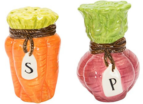 Farmers Market Salt & Pepper Shakers, Hand-painted Ceramic by Boston Warehouse