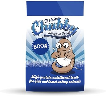 Chubby Mealworms Dried Silkworm Pupae (500g), Dried Silkworm for Wild Birds, Koi Fish, Reptiles, Turtles & Other Animals, High Protein Dried Silkworm Koi Food