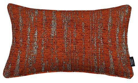 McAlister Textiles Strukturierter Chenille | Sofakissen mit Füllung | 30 x 50 cm in Terracotta Orange | Deko Kissen für Sofa, Couch, Sessel mit metallischem Glanz