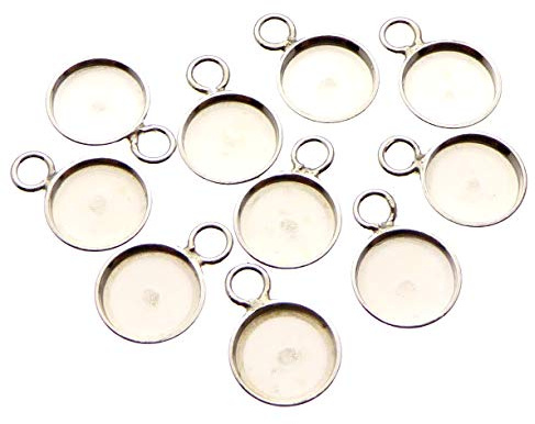 XieXie 10x 925 Sterling Silber Fassung Rohling 8 mm – Runde Cabochonfassung mit Öse – Klebefassung/Setting für Cabochons, Strass & Resin – Schmuckherstellung DIY