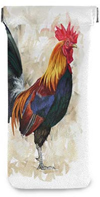 linomo Hahn Tier Schwanz Hähnchen Sonnenbrille Tasche Mikrofaser Leder Beutel, Aufbewahrungstasche für Brille und Mobiltelefon