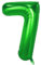 Oblique Unique® Folien Luftballon mit Zahl Nummer 0-9 Folienballon für Kinder Geburtstag Jubiläum Silvester Party Deko Ballon Grün - Zahl wählbar (Nr 7)