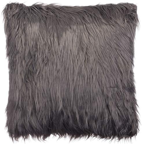 Brandsseller Zottelfellkissen Kuschelkissen Dekokissen Sofakissen Zierkissen - Mit Füllung - ca. 45x45 cm Dunkelgrau