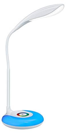 Flexible Schreibtischleuchte KRAIT in Weiß mit Touch Dimmer, USB Anschluß + RGB Farbwechsler