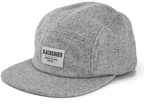 Blackskies® Glacier 5-Panel Cap Camp Damen Herren Baseball Mütze Kappe Surfer Skater Snapback Strapback Grau Wolle