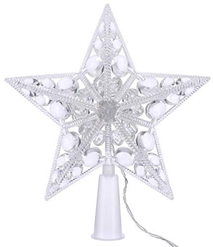 Uonlytech Christmas Tree Topper Crystal Star Tree Topper Rhinestone Christmas Star Light up Christmas Tree Stars Christmas Table Decoration Ornament Party Prop (Blue Light)
