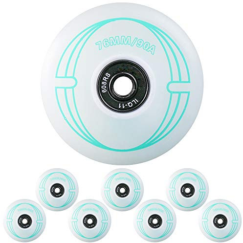 TGHY 8 Stück LED-Blinkrader für Inline-Skates mit Lagern 90A PU-Ersatzrader zum Nachtskaten,Grün,72mm
