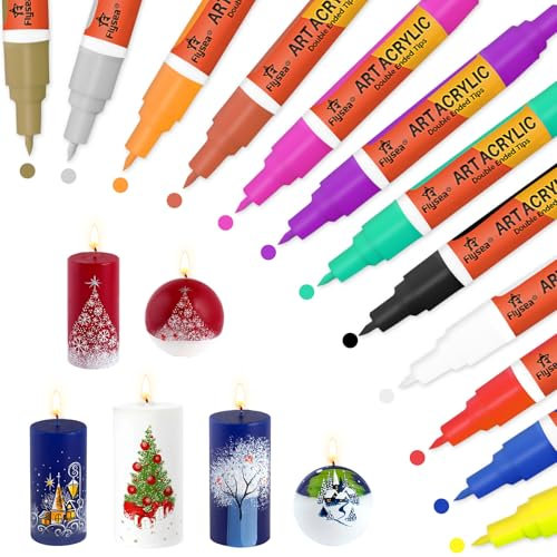 SUPERSUN Acrylstifte für Steine Wasserfest, 12 Farben Stifte Kürbis Bemalen Doppelspitze, 0.7mm Steine Bemalen Stifte für Glas, Holz, Keramik, Leinwand, Basteln Ostern und Weihnachten, Kinder
