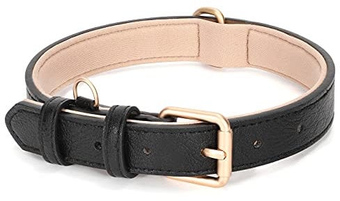 LEACOOLKEY Echtleder Hundehalsband für große mittelgroße Hunde Klassisch weich atmungsaktiv Waterproof Collars