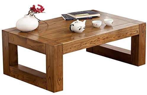 Kleiner Tisch aus Massivholz Kleiner Couchtisch im Wohnzimmer niedriger Tisch aus Ulme Teetisch aus Holz Mini-Esstisch