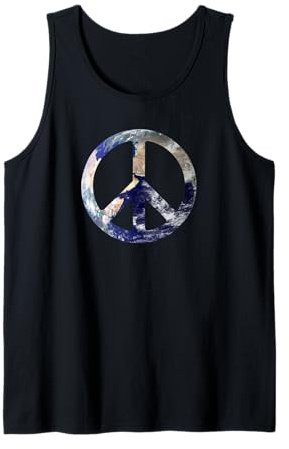 World Peace Symbol With Earth Background Of World Peace Sign Tank Top