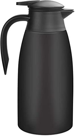 HwaGui Thermoskannen 2L Edelstahl Isolierkanne mit Quick Tip Verschluss Kaffeekanne Doppelwandige Vakuum Kanne für Tee und Kaffee, Schwarz