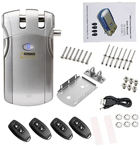 Splenssy WF-018 Serrure de porte sans fil avec télécommande intelligente sans clé en alliage de zinc avec 4 clés à distance pour système de sécurité de contrôle d'accès