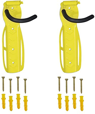 Relaxdays Portabici da Muro, da Parete, Pieghevole, per Garage e Cantina, Gancio per Bici Verticale, Supporto, Giallo, Ferro, 26 x 11,5 x 13,5 cm