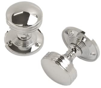 VIBE Ribbed Mortice Knob on Polished Chrome Door Handle Knob on Polished Chrome for Internal Doors